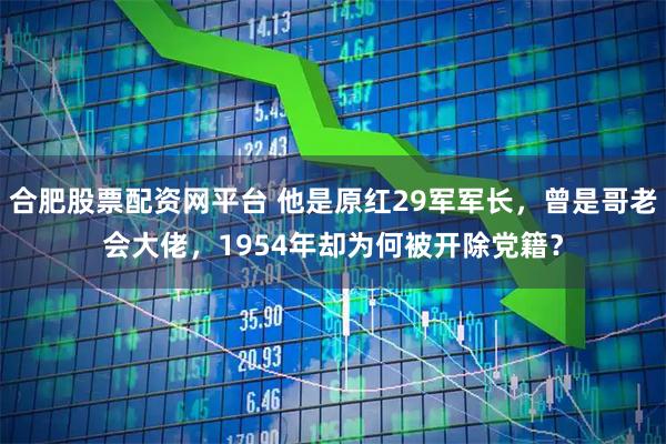 合肥股票配资网平台 他是原红29军军长，曾是哥老会大佬，1954年却为何被开除党籍？
