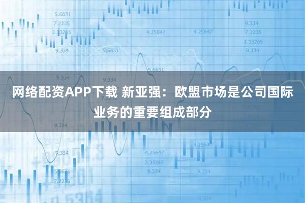 网络配资APP下载 新亚强：欧盟市场是公司国际业务的重要组成部分
